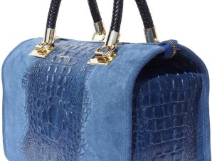 Δερματινη Τσαντα Χειρος Emma Firenze Leather 7002 Σκουρο Μπλε