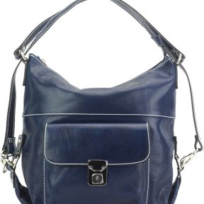 Δερμάτινη Τσάντα Ωμου Barbara Firenze Leather 6563 Σκουρο Μπλε