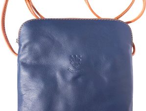 Δερματινο Τσαντακι Ωμου Mia Gm Firenze Leather 8610 Σκουρο Μπλε/Μπεζ
