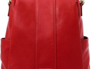 Γυναικεία Τσάντα Δερμάτινη Ώμου / Πλάτης Tuscany Leather TL142138 Κόκκινο lipstick